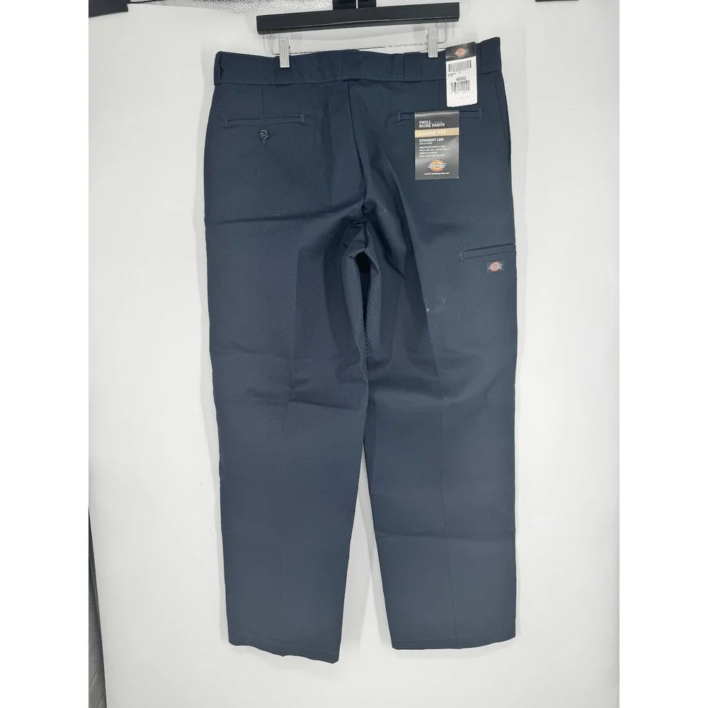 Dickies Work Pants 40x32 Navy Twill Loose Fit Double Knee Straight Leg Baggy